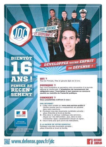 JDC – Recensement obligatoire à 16 ans