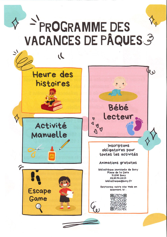 Bibliothèque - Programme des vacances de Pâques