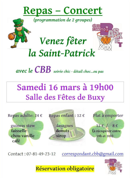 SAINT PATRICK Repas-Concert