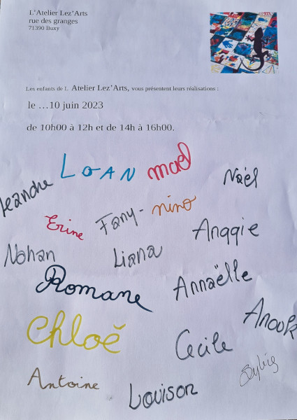 Réalisations des enfants de l'ATELIER LEZ'ARTS