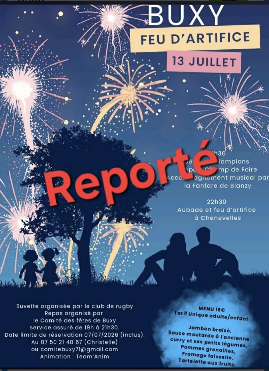 Annulation festivités 13 juillet
