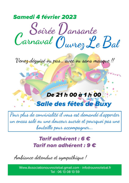 OUVREZ LE BAL - Soirée dansante Carnaval à la salle des fêtes