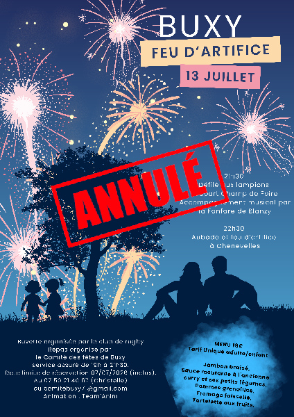FEU D'ARTIFICE 🎆 Annulé en raison de la canicule
